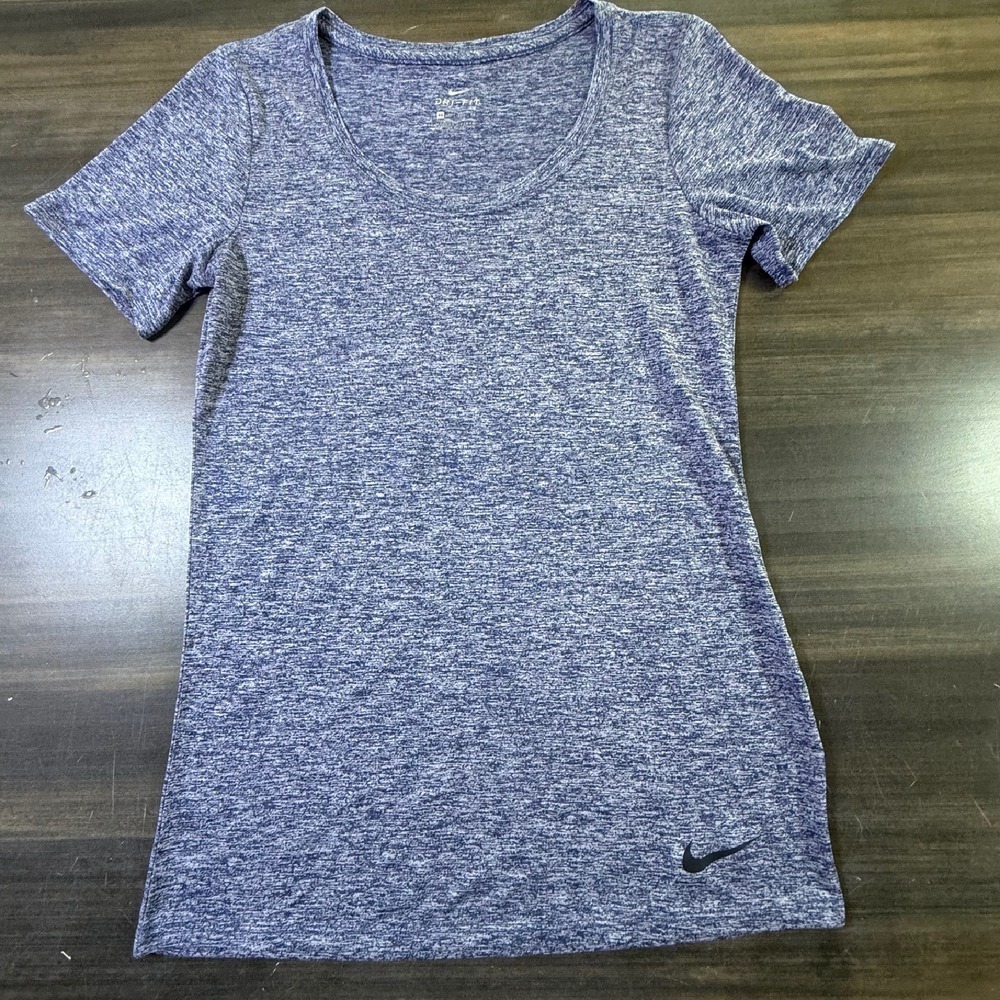 Nike Dri-FIT‎ Activewear T-Shirt Heathered Blue Running Gym XS